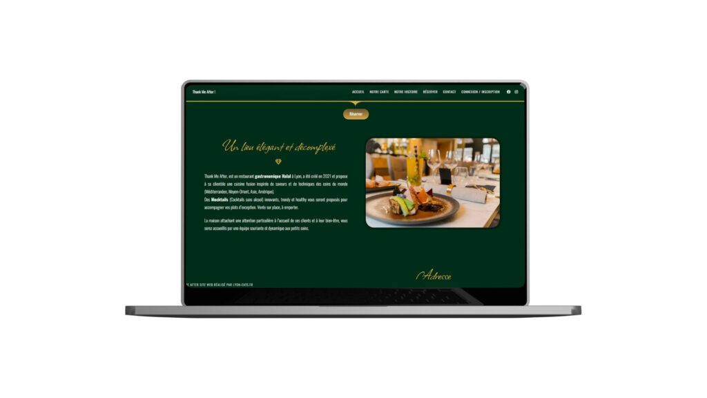 site thank me after, LYON Eats application, outil et solution de commande en ligne clic & collect réservation et livraison création de site web et community manager spécialisé pour les restaurants et métiers de bouche création de contenu vidéos et photos site web à emporter